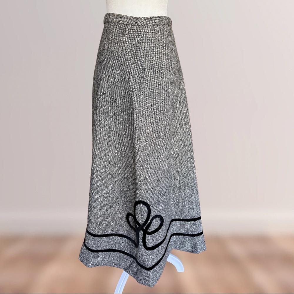 Vintage Prestige of Boston Black & White Wool Maxi Skirt